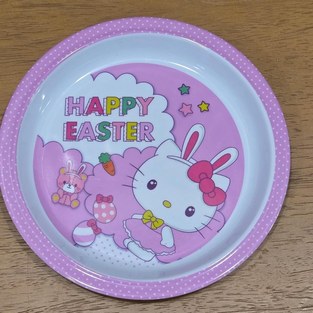 Sanrio Hello Kitty Easter plate with bunny ears and bow 'Happy Easter '